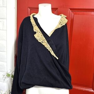 Brookbridge Black Long Sleeve Vintage Blouse  SZ 2X